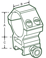 схема высокого кольца Leapers UTG AccuShot 25,4 мм на Weaver (RGWM-25H4)