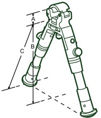 схема сошек Leapers UTG на ствол оружия, высота 22-26 см (TL-BP08S-A)