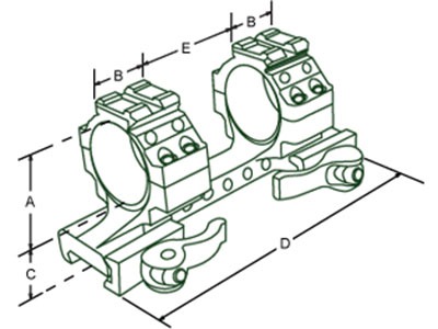 схема крепления Leapers UTG быстросъемное на Weaver, кольца 25,4 мм (M1B35070R2)