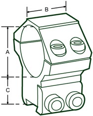 Схема средних колец Leapers UTG 30 мм на «Ласточкин хвост» (RGPM-30M4)
