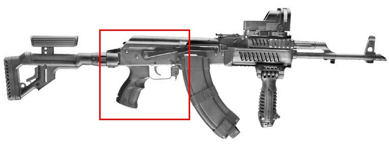 Пистолетная рукоятка FAB Defense на АК, Сайге или Вепре (AG-47)