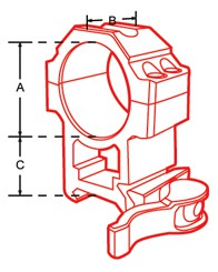 схема быстросъемного кольца Leapers UTG 25,4 мм на Weaver, высокие (RQ2W1204)