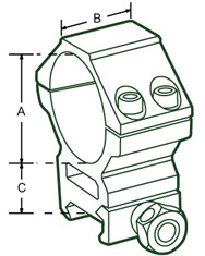 схема высокого кольца Leapers UTG AccuShot 30 мм на Weaver (RGWM-30H4)