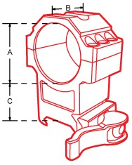 схема быстросъемного кольца Leapers UTG 30 мм на Weaver, высокие (RQ2W3224)