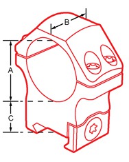 схема высокого кольца Leapers UTG PRO 25,4 мм на Weaver (RWU012515)