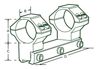 схема крепления Leapers UTG AccuShot с высокими кольцами 30 мм (RGPM2PA-30H4)