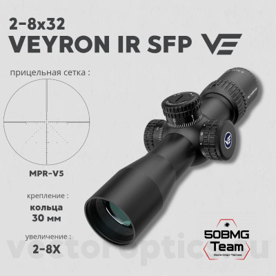 Оптический прицел Vector Optics Veyron 2-8x32 IR SFP кольца 30мм (для пневматики)