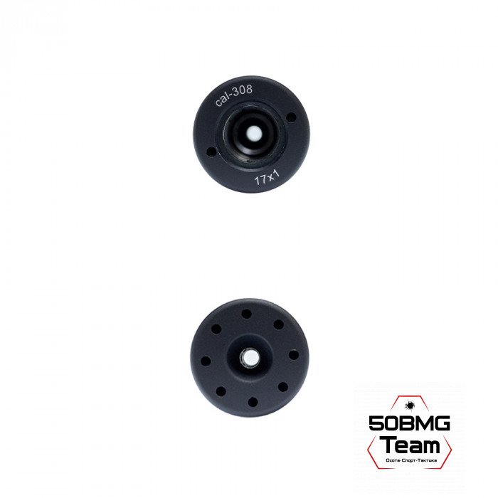 ДТК Закрытого типа Русский Снайпер Т-10 ИНТЕГРАТ 315х50 (корпус 310 мм) WHISPER classic (17 камер) резьба 17х1 (cal.308 контур 22)+ мох чехол на ДТК 