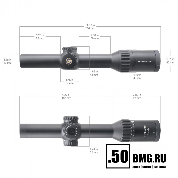 Оптический прицел Vector Optics Continental Tactical X8 1-8x24 SFP ED кольца 30мм