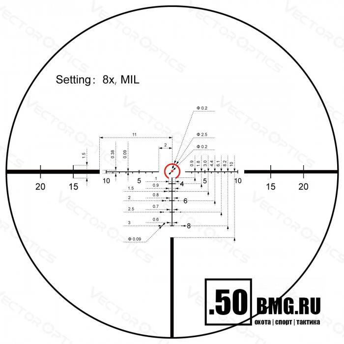 Оптический прицел Vector Optics Continental Tactical X8 1-8x24 SFP ED кольца 30мм