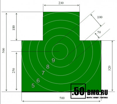 Мишень для пристрелки пистолетов №4 грудная (500шт)