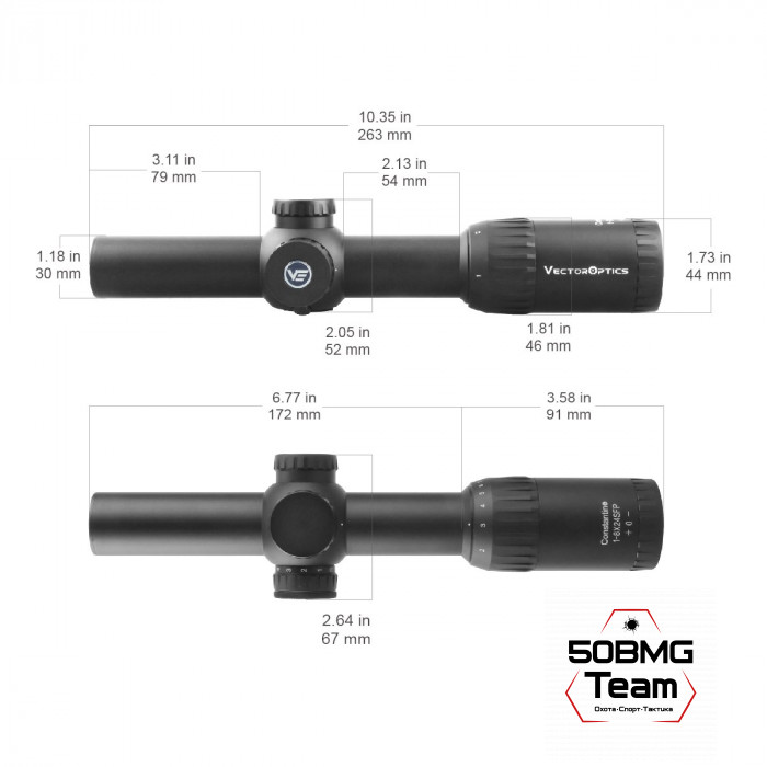 Оптический прицел Vector Optics Constantine 1-8x24 SFP кольца 30мм