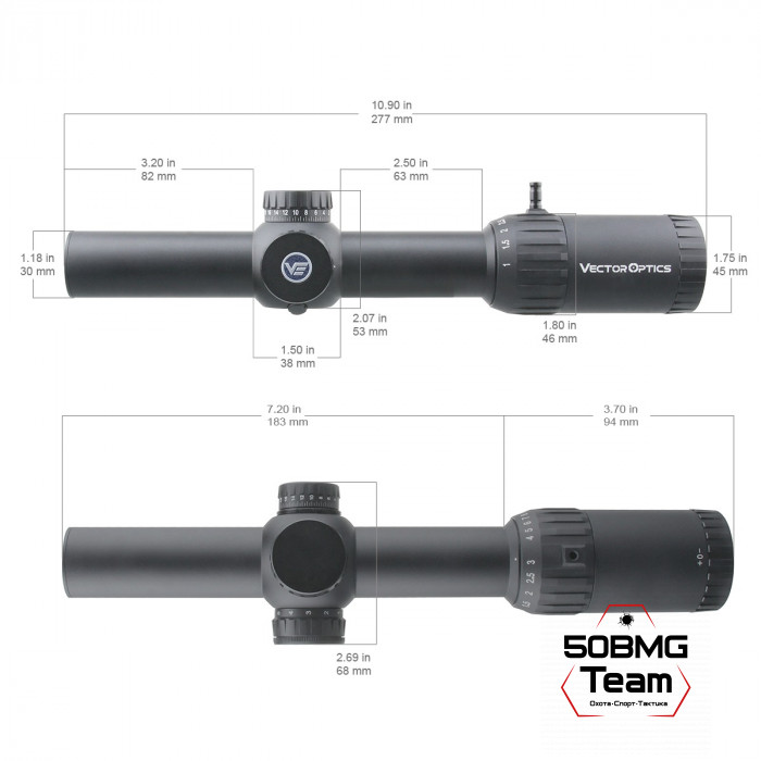 Оптический прицел Vector Optics Constantine 1-10x24 SFP кольца 30мм