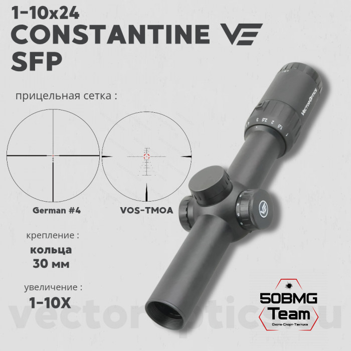 Оптический прицел Vector Optics Constantine 1-10x24 SFP кольца 30мм