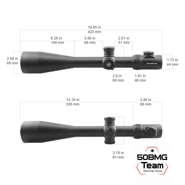 Оптический прицел Vector Optics Minotaur 10-50x60 GenII MFL SFP кольца 34мм