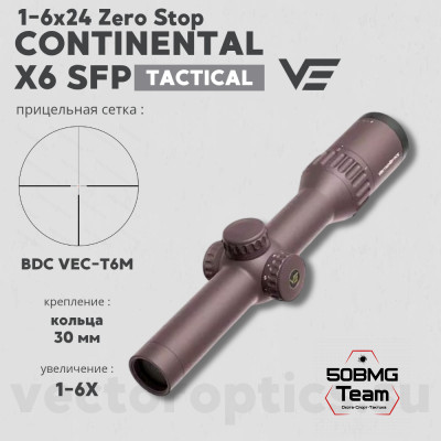 Оптический прицел Vector Optics Continental Tactical X6 1-6x24 SFP FDE кольца 30мм