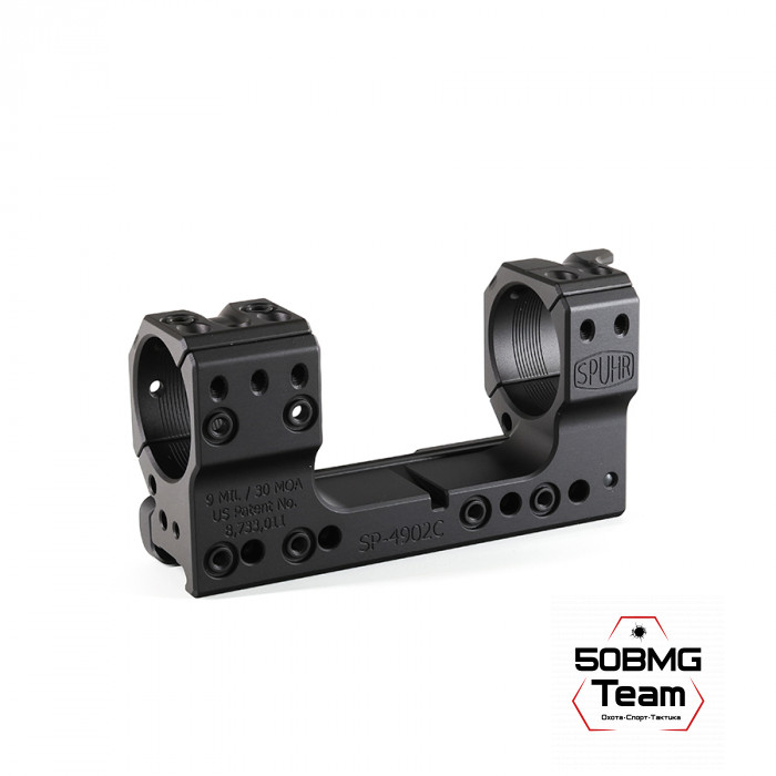 SP-4902C Тактический кронштейн Spuhr Scope Mount кольца 34мм на Picatinny/Weaver наклон 9 MIL/30MOA L=120мм Н=38мм