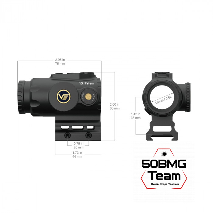 Призматический прицел Vector Optics Paragon 1x16 Micro Prism (SCPS-M01)
