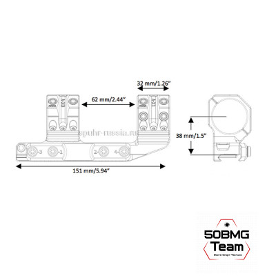Быстросъемный кронштейн Spuhr QDP-3616, кольца 30 мм на Weaver, Picatinny (20,6 M.O.A., H-38 мм)
