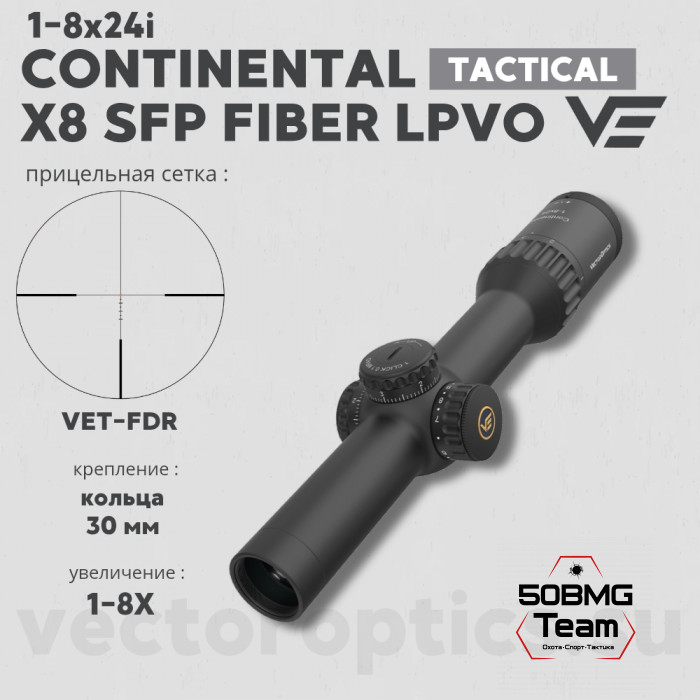 Оптический прицел Vector Optics Continental x8 1-8x24i SFP ED Fiber LPVO 30мм 