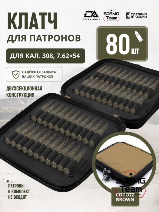 Клатч для патронов на 80шт Delta Arms для кал. 308, 7,62х54 (Coyote Brown)