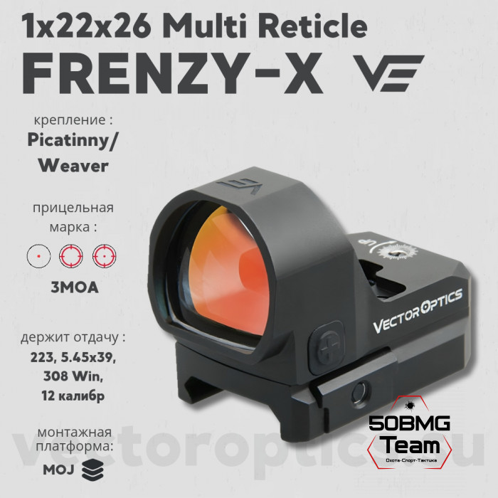Коллиматорный прицел  Vector Optics FRENZY-X 1x22x26 Multi Reticle (SCRD-M36)