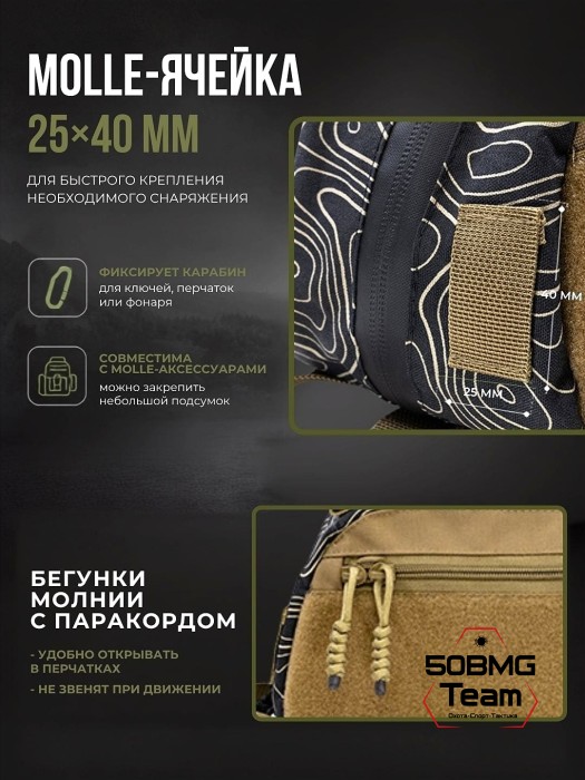 Тактическая сумка двурукая органайзер Delta Arms с ручками (Black Topographic)