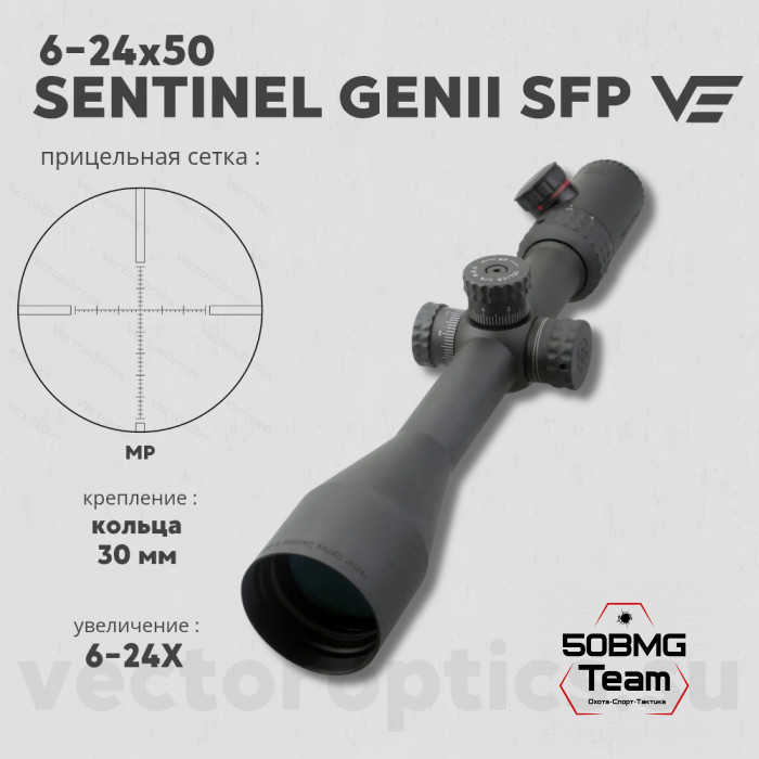 Оптический прицел Vector Optics Sentinel  6-24x50 GenII SFP кольца 30мм 