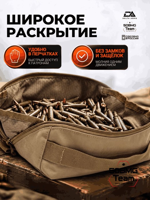 Тактическая сумка органайзер для патронов Delta Arms размер M (Coyote Brown)