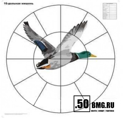 Мишень для пристрелки дробовых ружей 16-дольная &quot;Селезень&quot;, 800х800 мм (100шт./уп.)