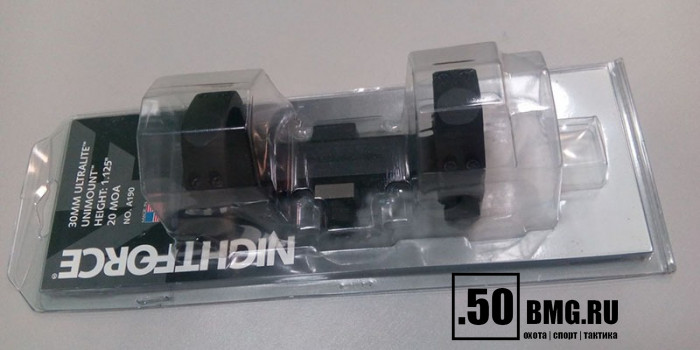 Кронштейн Nightforce Weaver из титана с 30 мм кольцами, высота 28.5 мм (A190), наклон 20 MOA