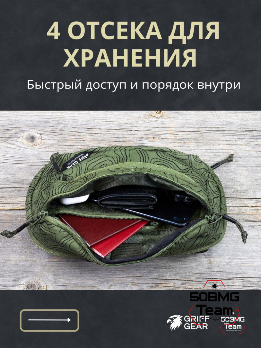 Сумка поясная Griff Gear Гефест XL (Топография зеленая)