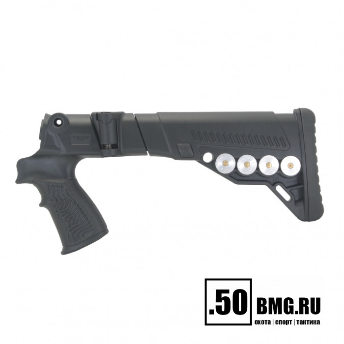 Телескопический складной приклад DLG Tactical на Mossberg 590, 500 с патронташем (DLG9404)