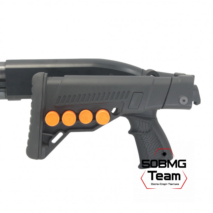 Телескопический складной приклад DLG Tactical на Mossberg 590, 500 с патронташем (DLG9404)