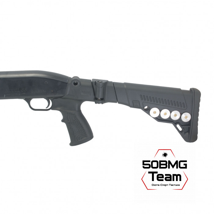 Телескопический складной приклад DLG Tactical на Mossberg 590, 500 с патронташем (DLG9404)
