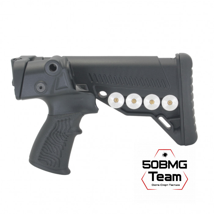 Телескопический складной приклад DLG Tactical на Mossberg 590, 500 с патронташем (DLG9404)
