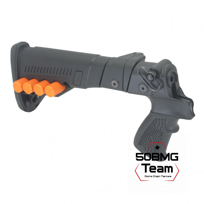 Телескопический складной приклад DLG Tactical на Mossberg 590, 500 с патронташем (DLG9404)