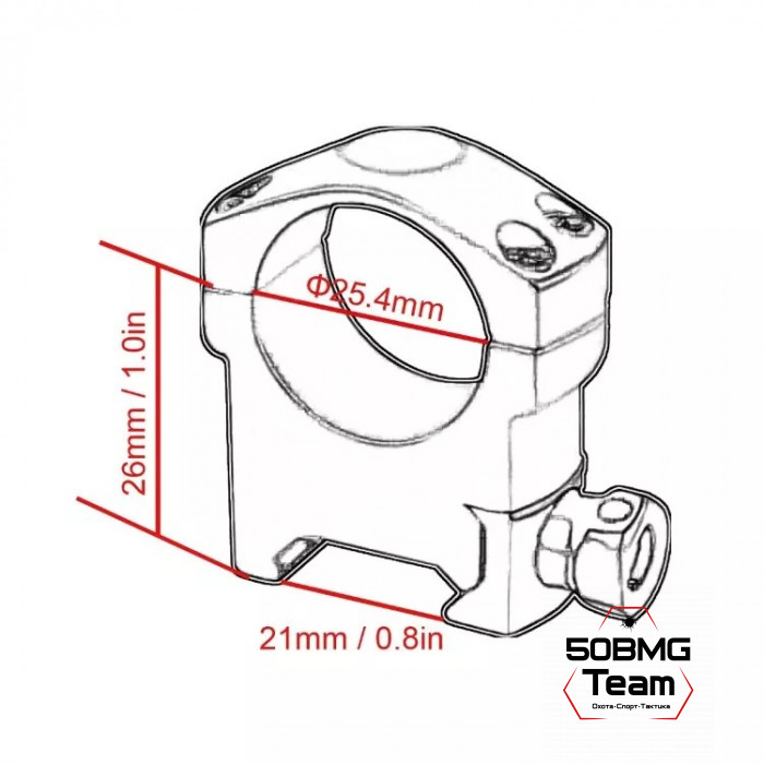 Кольца Vector Optics 25,4мм, на Picatinny/Weaver, средние BH=25,4мм (SCTM-37)
