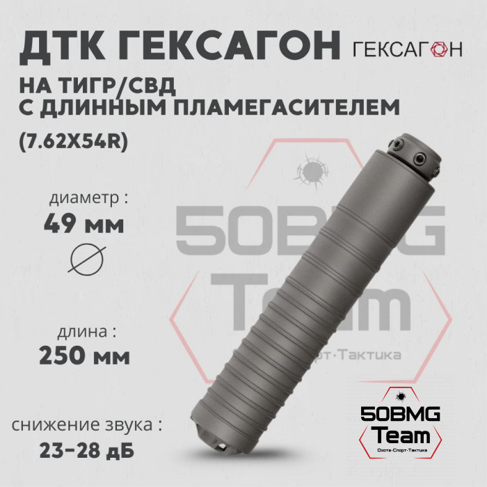 ДТК закрытого типа Гексагон на Тигр/СВД с длинным пламегасителем калибр 7,62х54R