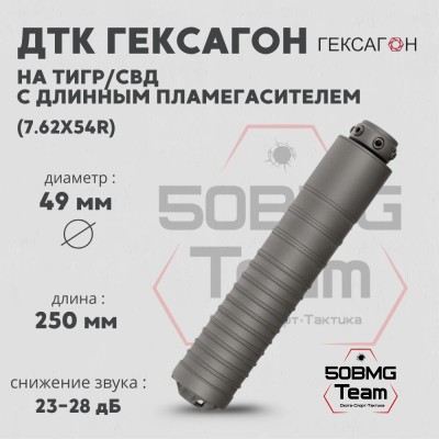 ДТК закрытого типа Гексагон на Тигр/СВД с длинным пламегасителем калибр 7,62х54R