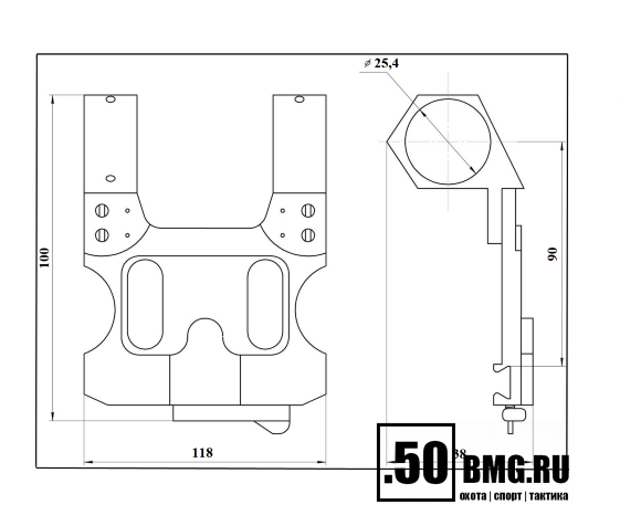 Боковой кронштейн Точприбор кольца 25,4 мм на СВД, Тигр, СКС