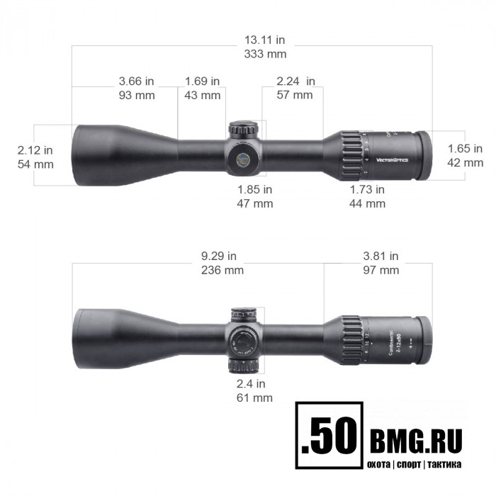 Оптический прицел Vector Optics Continental Hunting 2-12x50 SFP кольца 30 мм