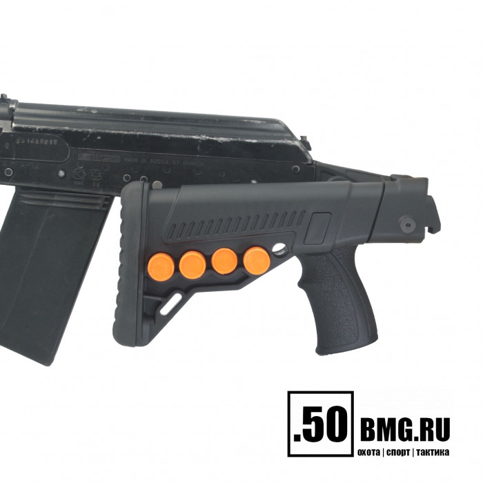 Телескопический складной приклад DLG Tactical на Сайга-12/20/410 с охот. прикладом с патронташем (DLG20004)