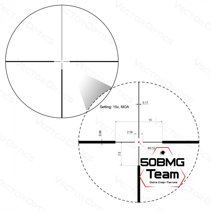 Оптический прицел Vector Optics Continental Hunting 2,5-15x56 SFP кольца 30 мм
