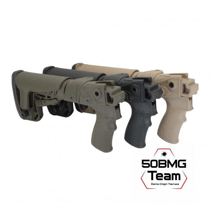 Телескопический складной приклад DLG Tactical на Сайга-12/20/410 с охот. прикладом с подщечником (DLG20006)