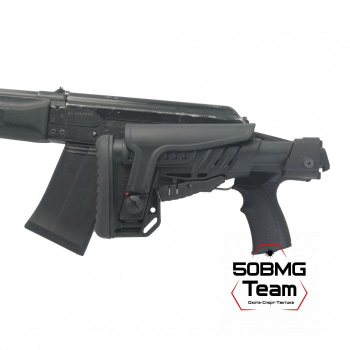 Телескопический складной приклад DLG Tactical на Сайга-12/20/410 с охот. прикладом с подщечником (DLG20006)