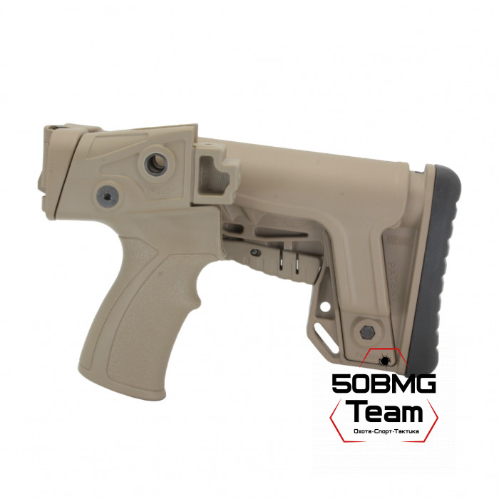 Телескопический складной приклад DLG Tactical на Сайга-12/20/410 с охот. прикладом с подщечником (DLG20006)