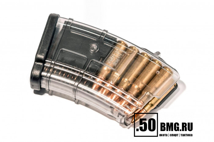 Магазин Pufgun на ВПО-136/АК/АКМ/Сайга (с сухарем) 7,62х39 10 патронов прозрачный (MAG SGA762 40-10/TR)