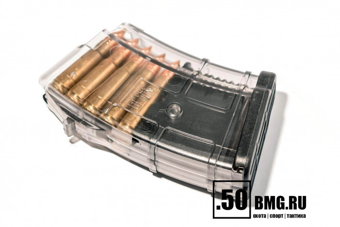Магазин Pufgun на ВПО-136/АК/АКМ/Сайга (с сухарем) 7,62х39 10 патронов прозрачный (MAG SGA762 40-10/TR)
