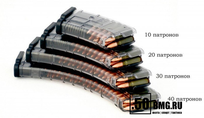 Магазин Pufgun на ВПО-136/АК/АКМ/Сайга (с сухарем) 7,62х39 10 патронов прозрачный (MAG SGA762 40-10/TR)